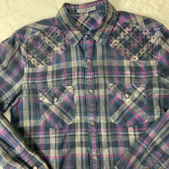 7 FOR ALL MANKIND Pearl snap linen blend shirt - Picture 2 of 4